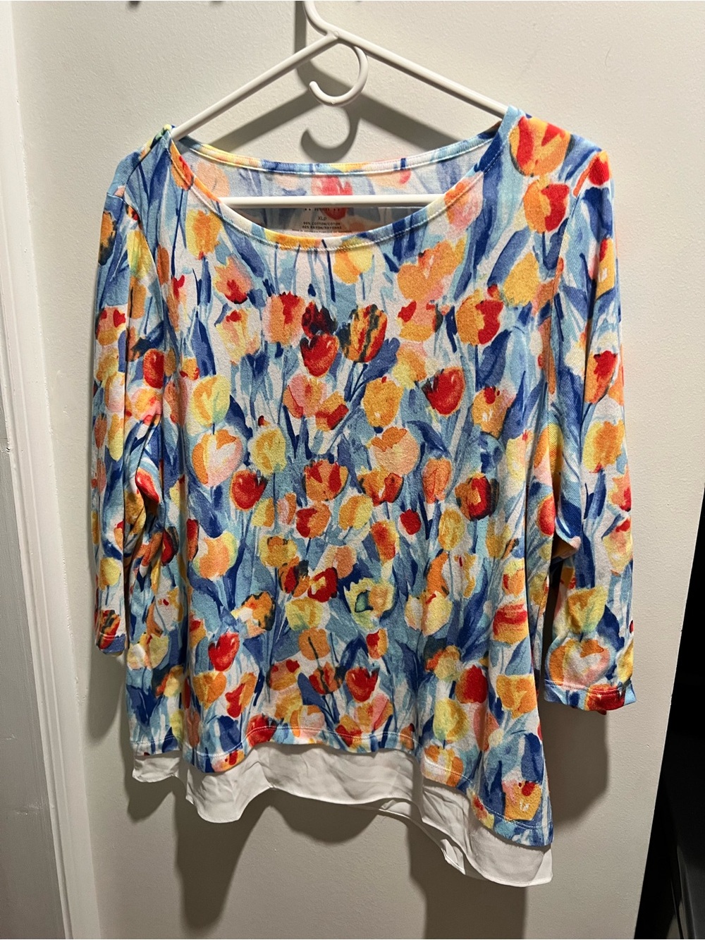 Talbots Multicolor Floral Watercolor Scoop Neck Top